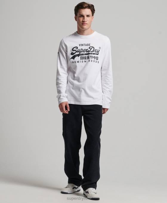 Superdry top cu mânecă lungă cu logo vintage îmbrăcăminte alb bărbați JX0Z1590