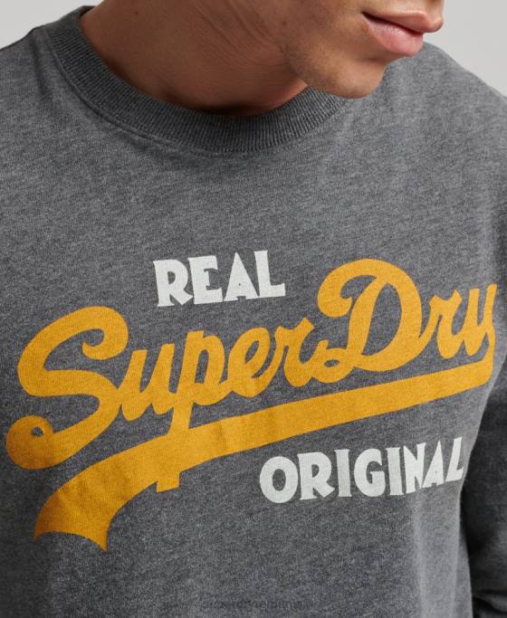 Superdry top cu mânecă lungă cu logo vintage îmbrăcăminte gri bărbați JX0Z1481