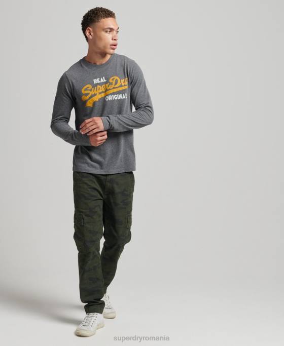Superdry top cu mânecă lungă cu logo vintage îmbrăcăminte gri bărbați JX0Z1481