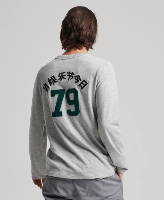 Superdry top cu mânecă lungă cu logo vintage îmbrăcăminte gri bărbați JX0Z1508