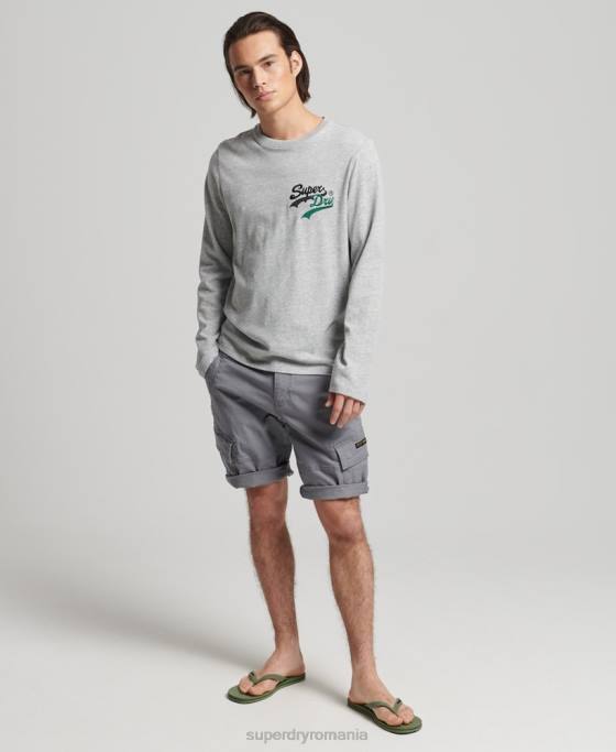 Superdry top cu mânecă lungă cu logo vintage îmbrăcăminte gri bărbați JX0Z1508