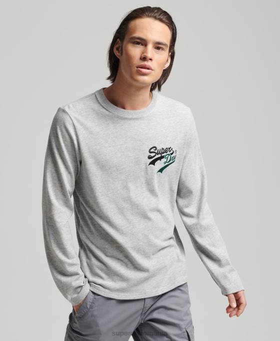 Superdry top cu mânecă lungă cu logo vintage îmbrăcăminte gri bărbați JX0Z1508