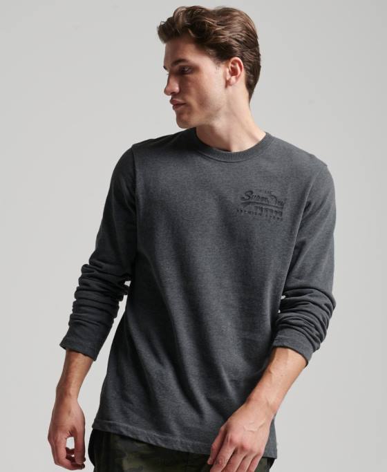 Superdry top cu mânecă lungă cu logo vintage îmbrăcăminte gri bărbați JX0Z1564