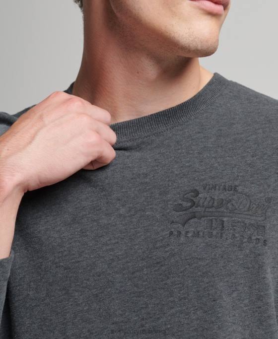 Superdry top cu mânecă lungă cu logo vintage îmbrăcăminte gri bărbați JX0Z1564