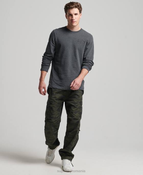 Superdry top cu mânecă lungă cu logo vintage îmbrăcăminte gri bărbați JX0Z1564