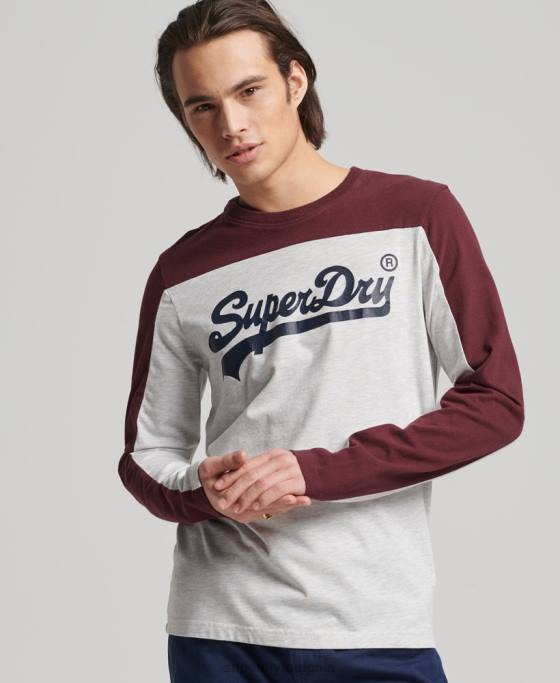 Superdry top cu mânecă lungă cu logo vintage îmbrăcăminte gri deschis bărbați JX0Z1591