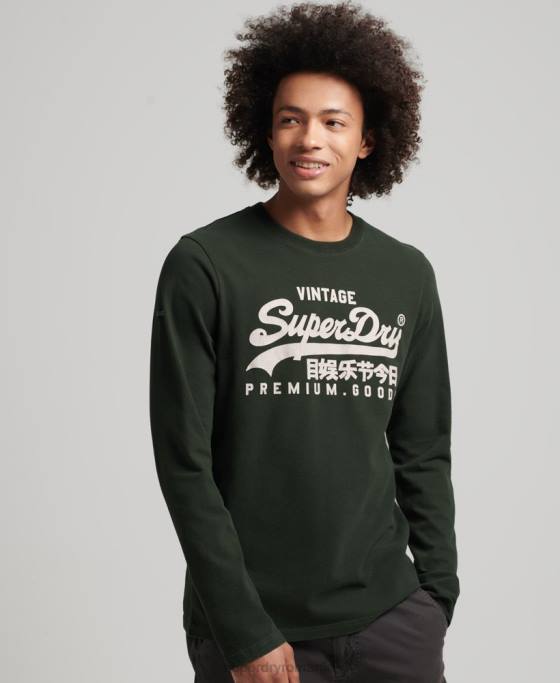 Superdry top cu mânecă lungă cu logo vintage îmbrăcăminte verde bărbați JX0Z1555