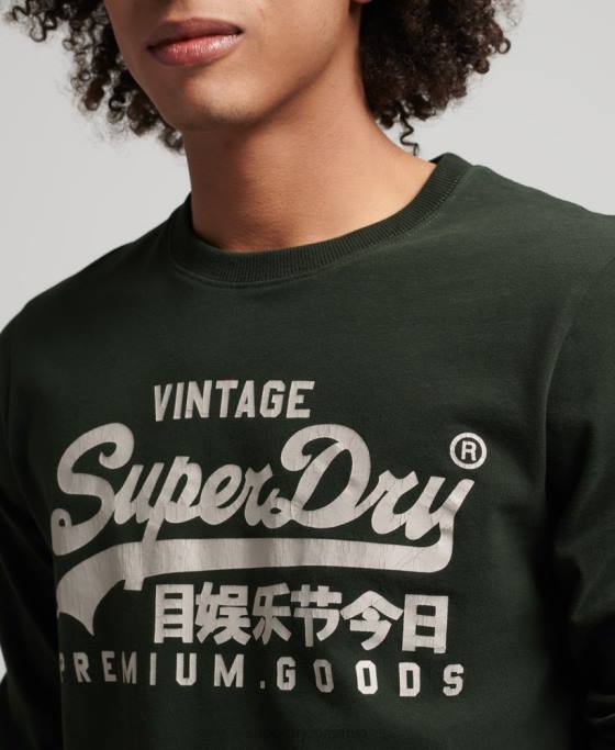 Superdry top cu mânecă lungă cu logo vintage îmbrăcăminte verde bărbați JX0Z1555