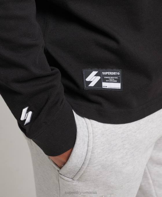 Superdry top cu mânecă lungă cu micro-logo îmbrăcăminte negru bărbați JX0Z1568