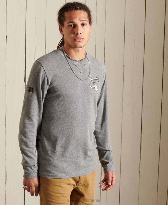 Superdry top cu mânecă lungă de munte patrimoniu îmbrăcăminte gri deschis bărbați JX0Z6470