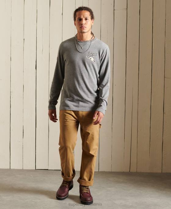 Superdry top cu mânecă lungă de munte patrimoniu îmbrăcăminte gri deschis bărbați JX0Z6470