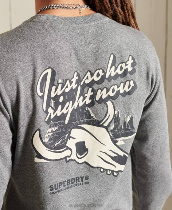 Superdry top cu mânecă lungă de munte patrimoniu îmbrăcăminte gri deschis bărbați JX0Z6470
