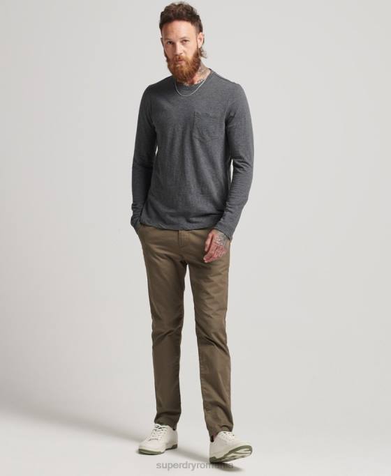 Superdry top cu mânecă lungă din tricou slub îmbrăcăminte gri inchis bărbați JX0Z6449