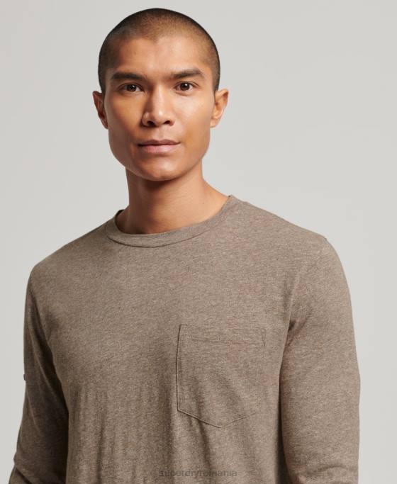 Superdry top cu mânecă lungă din tricou slub îmbrăcăminte maro bărbați JX0Z1532
