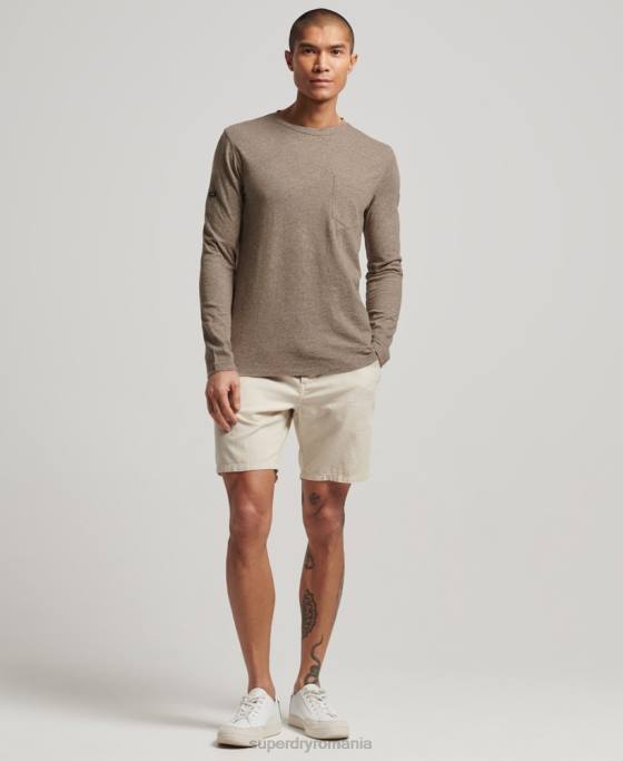 Superdry top cu mânecă lungă din tricou slub îmbrăcăminte maro bărbați JX0Z1532