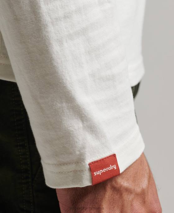 Superdry top cu mânecă lungă neon cu logo vintage îmbrăcăminte cremă bărbați JX0Z1495