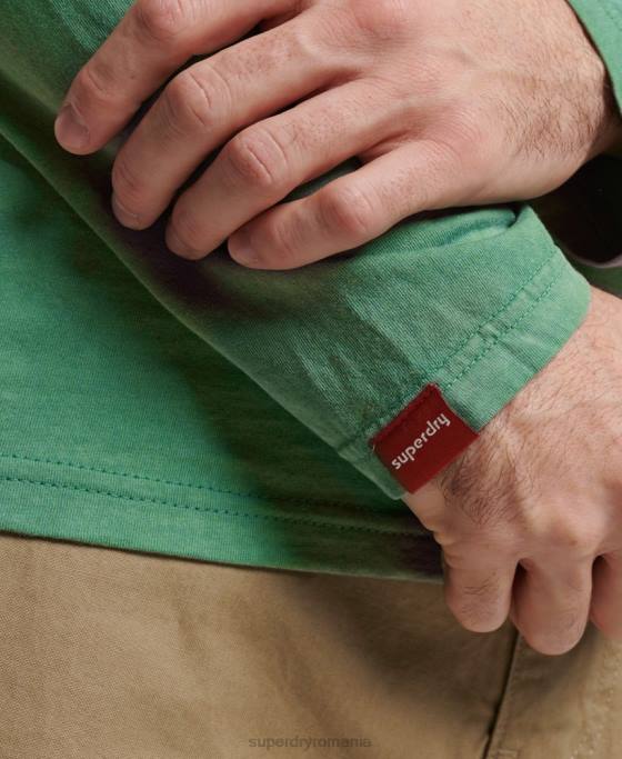 Superdry top cu mânecă lungă neon cu logo vintage îmbrăcăminte verde bărbați JX0Z1507