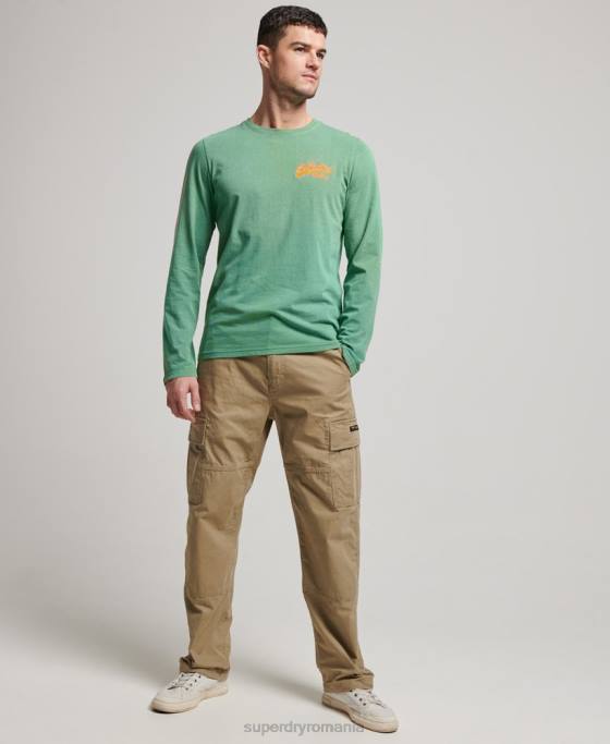 Superdry top cu mânecă lungă neon cu logo vintage îmbrăcăminte verde bărbați JX0Z1507