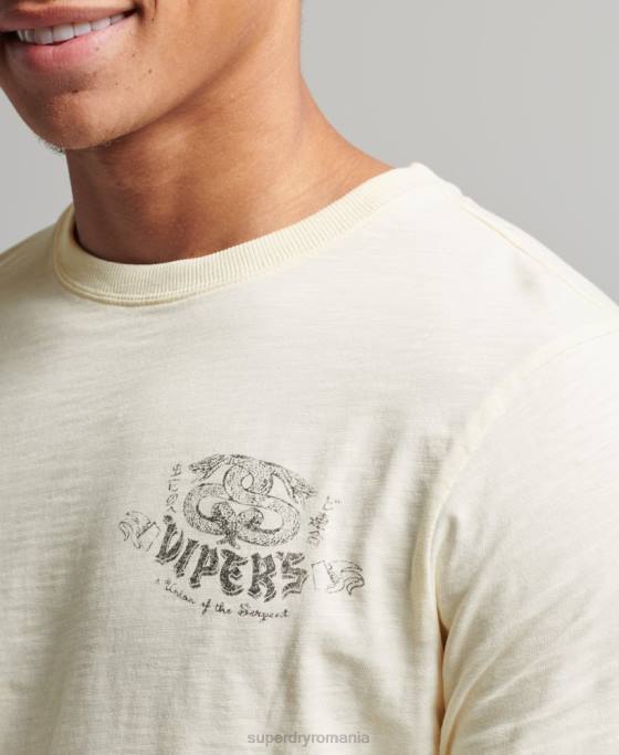 Superdry top cu mânecă lungă opaca din bumbac organic îmbrăcăminte cremă bărbați JX0Z1504