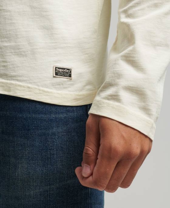 Superdry top cu mânecă lungă opaca din bumbac organic îmbrăcăminte cremă bărbați JX0Z1504