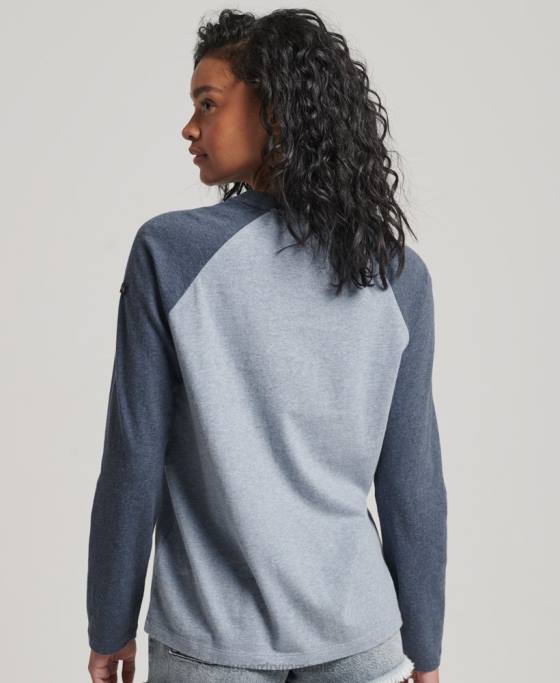 Superdry top cu mânecă lungă raglan cu logo vintage îmbrăcăminte albastru femei JX0Z2266