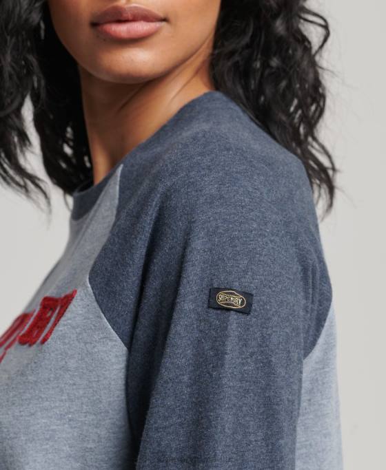 Superdry top cu mânecă lungă raglan cu logo vintage îmbrăcăminte albastru femei JX0Z2266
