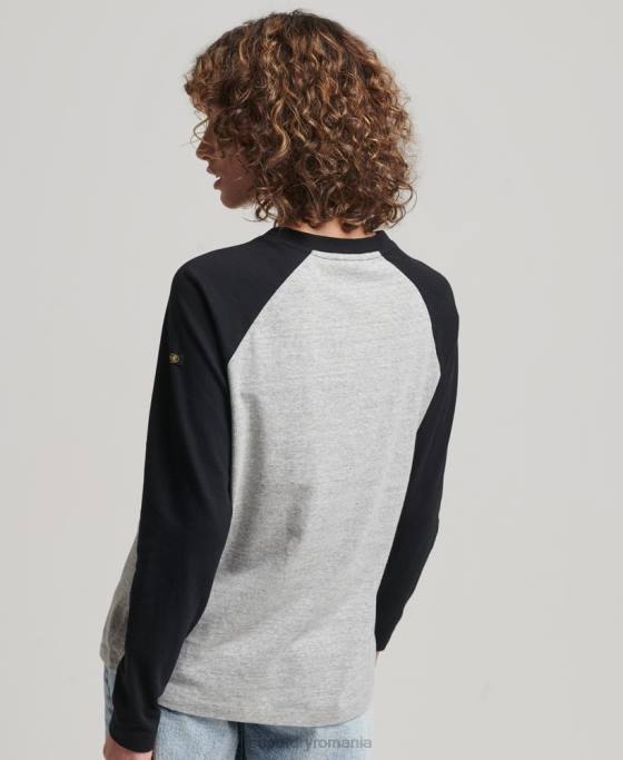 Superdry top cu mânecă lungă raglan cu logo vintage îmbrăcăminte gri femei JX0Z2136