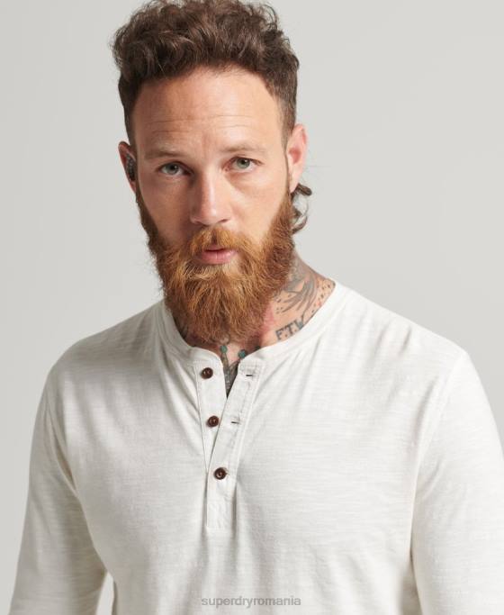 Superdry top cu mânecă lungă supravopsită îmbrăcăminte alb bărbați JX0Z1531