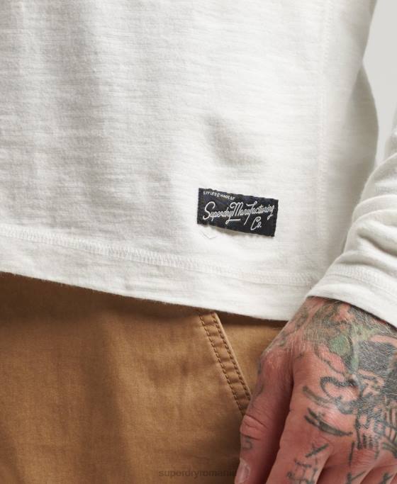 Superdry top cu mânecă lungă supravopsită îmbrăcăminte alb bărbați JX0Z1531