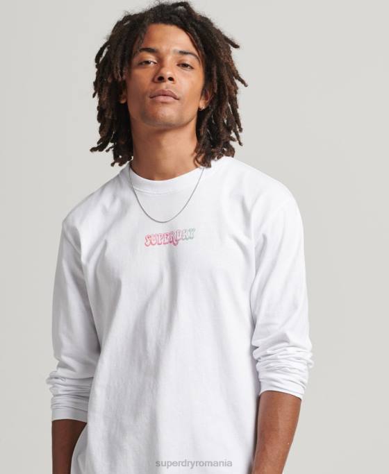 Superdry top cu mânecă lungă în pădure îmbrăcăminte alb bărbați JX0Z1537