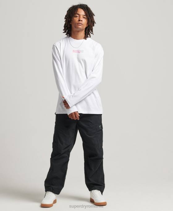 Superdry top cu mânecă lungă în pădure îmbrăcăminte alb bărbați JX0Z1537