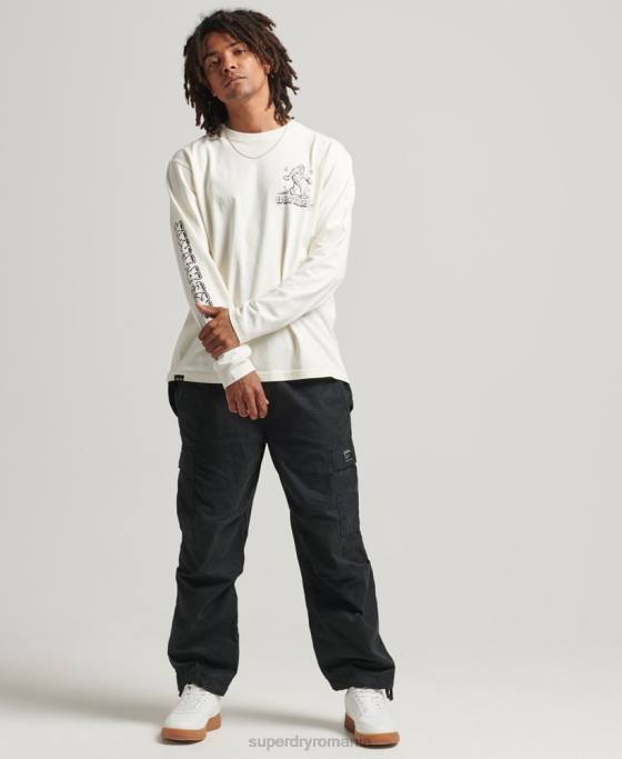 Superdry top cu mânecă lungă în pădure îmbrăcăminte alb bărbați JX0Z1538