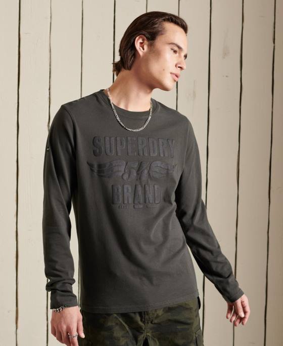 Superdry top cu mânecă lungă înnegrită îmbrăcăminte gri inchis bărbați JX0Z1579