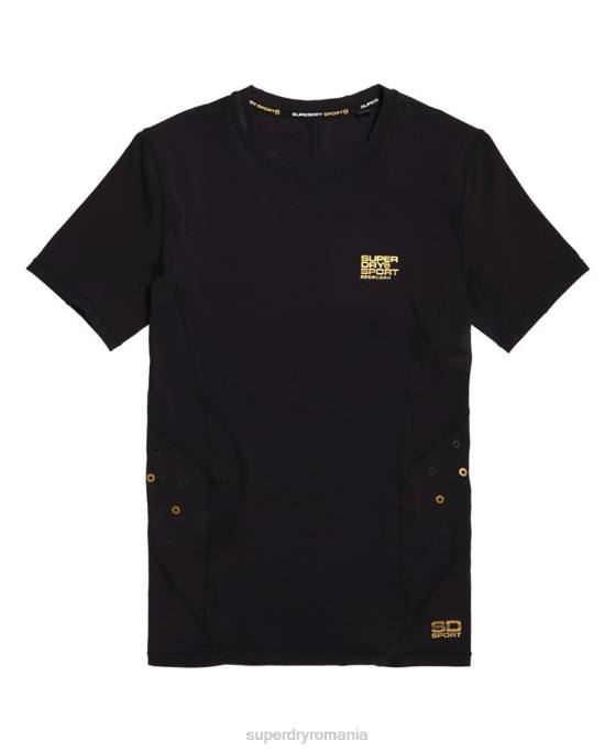 Superdry top cu mânecă scurtă de compresie de performanță îmbrăcăminte negru bărbați JX0Z5380