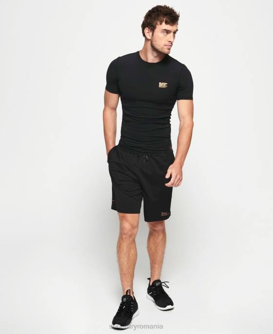 Superdry top cu mânecă scurtă de compresie de performanță îmbrăcăminte negru bărbați JX0Z5380