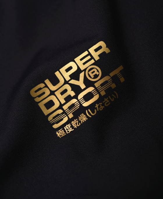 Superdry top cu mânecă scurtă de compresie de performanță îmbrăcăminte negru bărbați JX0Z5380