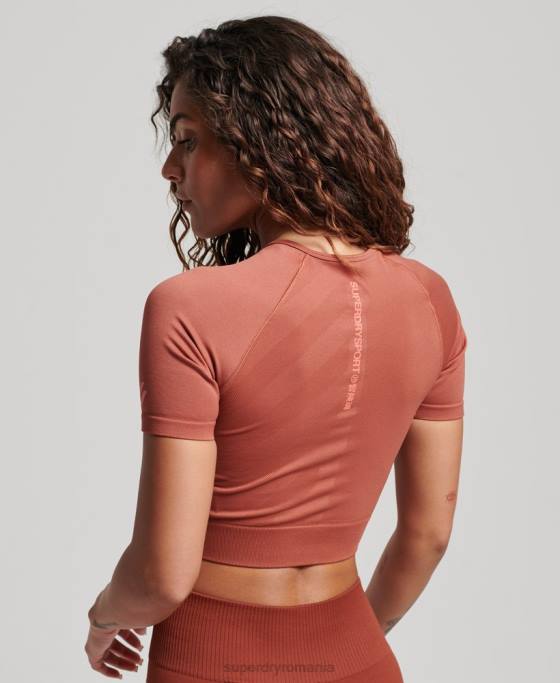 Superdry top cu mânecă scurtă fără cusături îmbrăcăminte maro femei JX0Z2931