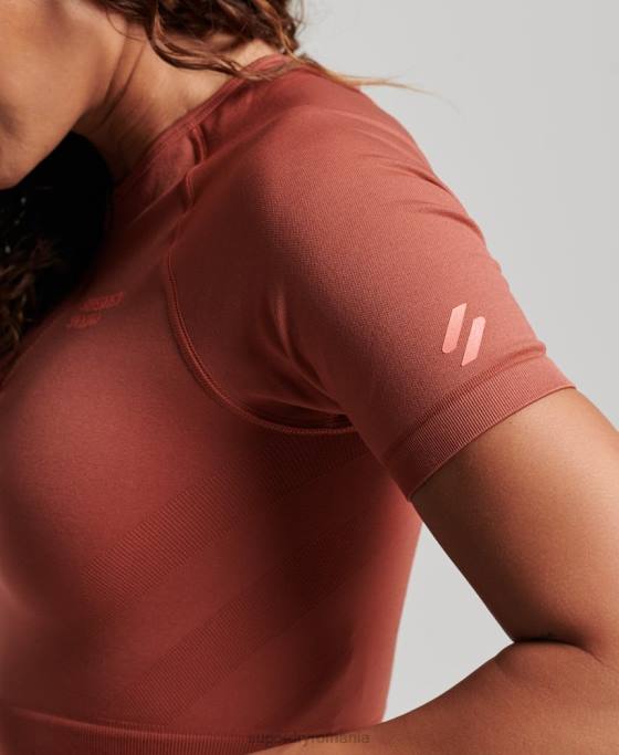 Superdry top cu mânecă scurtă fără cusături îmbrăcăminte maro femei JX0Z2931