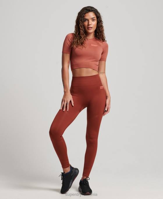 Superdry top cu mânecă scurtă fără cusături îmbrăcăminte maro femei JX0Z2931