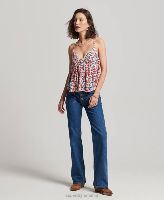 Superdry top cu trepte îmbrăcăminte roșu femei JX0Z3013