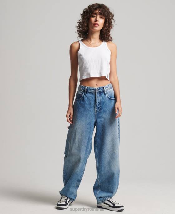 Superdry top cu vestă crop vintage din bumbac organic îmbrăcăminte alb femei JX0Z6699