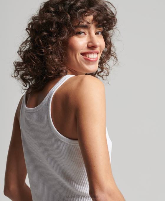 Superdry top cu vestă crop vintage din bumbac organic îmbrăcăminte alb femei JX0Z6699