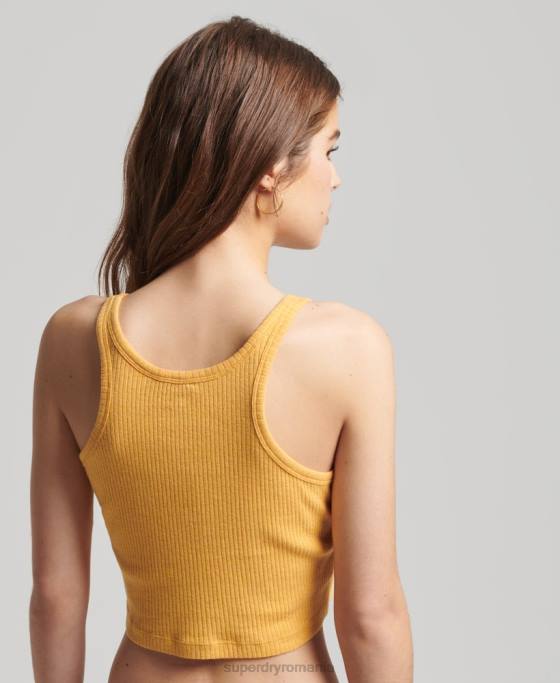 Superdry top cu vestă crop vintage din bumbac organic îmbrăcăminte galben femei JX0Z6701