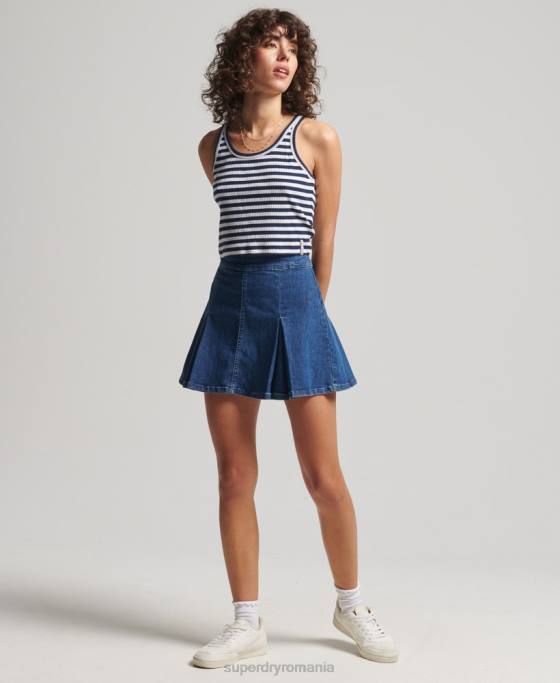 Superdry top cu vestă crop vintage din bumbac organic îmbrăcăminte marina femei JX0Z6700