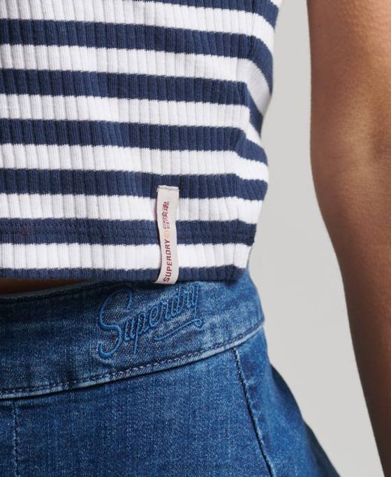 Superdry top cu vestă crop vintage din bumbac organic îmbrăcăminte marina femei JX0Z6700