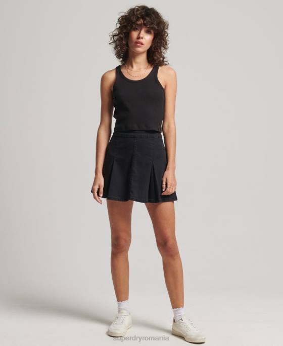 Superdry top cu vestă crop vintage din bumbac organic îmbrăcăminte negru femei JX0Z6698