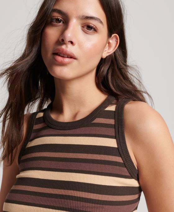 Superdry top cu vestă decupată cu bandă îmbrăcăminte maro femei JX0Z6715