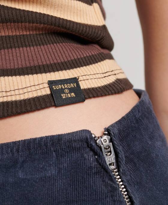 Superdry top cu vestă decupată cu bandă îmbrăcăminte maro femei JX0Z6715