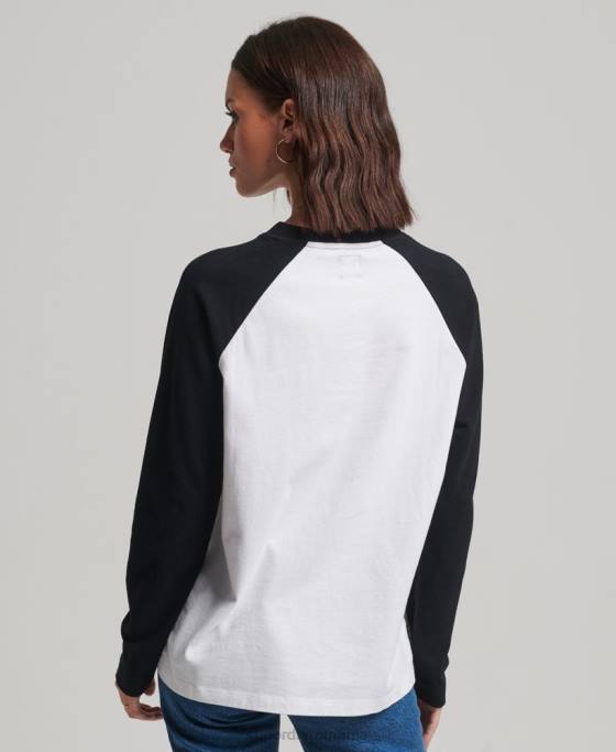 Superdry top de baseball cu logo vintage din bumbac organic îmbrăcăminte alb femei JX0Z2974