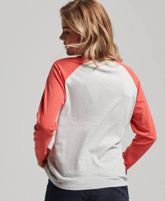 Superdry top de baseball cu logo vintage din bumbac organic îmbrăcăminte gri deschis femei JX0Z2907